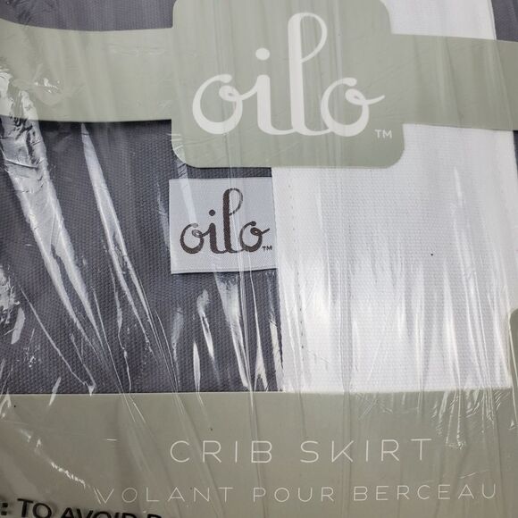 OILO Stone Baby Bedding Blanket Striped Soft Crib Skirt Sheet 3 Piece Set New - Picture 7 of 7